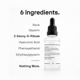 Bottle with dropper labeled '6 Ingredients' on a white background