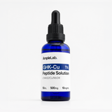 Bottle of AmpleLab GHK-Cu Peptide Solution on a white background
